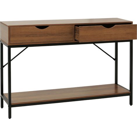 Console HWC-O76, table de téléphone, table d'appoint, table de rangement, tiroirs, rangement industriel 76 x 109 x 30 cm (1/5)