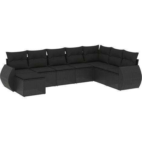 8-tlg. Garten-Sofagarnitur mit Kissen Schwarz Poly Rattan vidaXL (1/3)