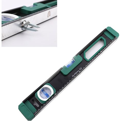Niveau magnétique à bulle horizontal en alliage d'aluminium avec échelle graduée, outil de mesure portable 400 mm / 15,7 pouces (1/5)