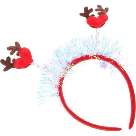 Serre-tête De Noël Forme Renne Avec Cœur Accessoire De Fête Pour Femmes Et Élément Photo (1/5)