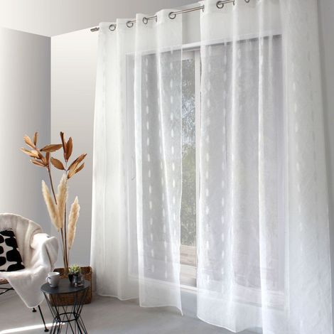 Rideau Voilage à Motif "Copper" 140x240cm Blanc
