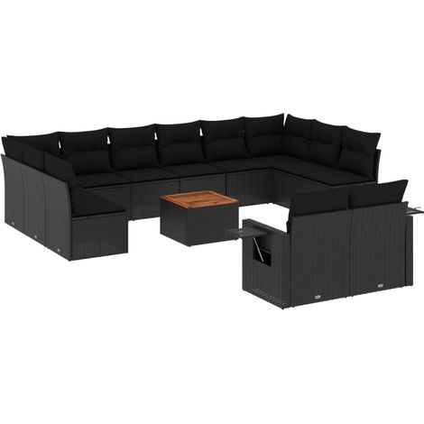 Maison Exclusive - 13-tlg. Garten-Sofagarnitur mit Kissen Schwarz