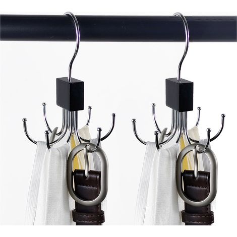 Porte Ceinture pour Placard, Cintres de Ceinture Rotatifs à 360 ° 4 Pièces Noir (1/5)