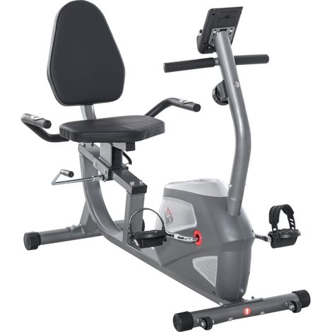 CHICFURN Bicicleta estática semireclinada gris plateado LCD 8 niveles, pulsómetros (1/5)