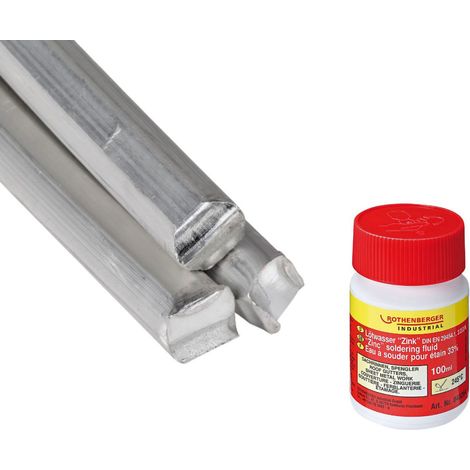 ROTHENBERGER Industrial Set Étain à souder en bâtonnets 650 g avec Flux de brasage 100 ml - 1500004955