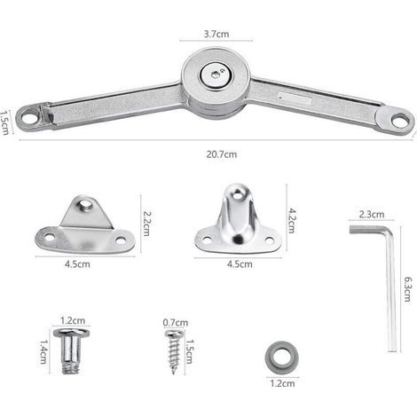 2 PCS Meuble Armoire Meuble Porte Ascenseur Support Charnière Charnière Porte Placard Meubles Placard Couvercle Flap Restez Tampon Amortisseur Réglable (1/3)