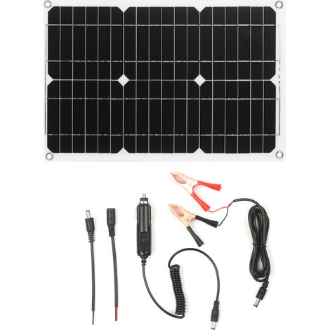 Beyamis Kit de panneau solaire 18 W 12 V avec double port USB, module monocristallin hors réseau et câbles de connexion SAE (1/5)