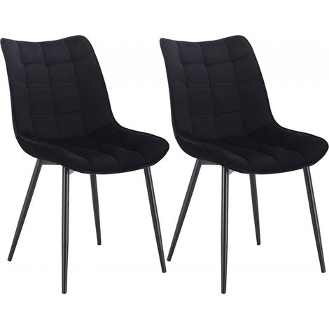 WOLTU Esszimmerstühle 2er Set Küchenstuhl Polsterstuhl Wohnzimmerstuhl Sessel mit Rückenlehne, Sitzfläche aus Samt, Metallbeine, Schwarz (1/5)