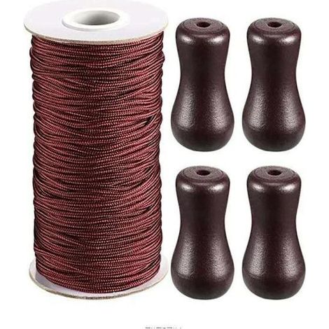 Cordon tressé marron de 0,2 cm en rouleau de 50 m/rouleau avec 4 supports en bois marron pour auvents en aluminium, plantes de jardin et artisanat[NX] (1/5)