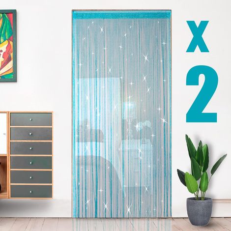 Set mit 2 Pailletten-Gardinen (100 x 200 cm) mit Fransen für die elegante Dekoration von Fenstern, Türen, Geburtstagen, Hochzeiten, Partys und Hotels, Lila (1/5)