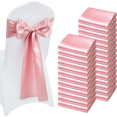 Nœud de Chaise en Satin Luxueux Rose Lot de 100 Pièces (1/5)