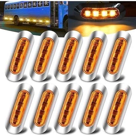 10 Stück bernsteinfarbene Seitenmarkierungsleuchten, 12–24 V LED-Seitenmarkierungsleuchten (DC), wasserdichte Positionsanzeige mit Chromblende für LKW, Anhänger, Bus, Wohnwagen, Boot, Terrasse, Einsti
