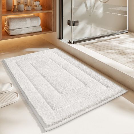 Tapis de bain antidérapant et doux, absorbant, lavable en machine, pour douche, salle de bain et toilettes