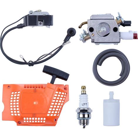 Ensemble Lanceur à Rembobinage Carburateur Bobine d'Allumage pour Tronçonneuse Husqvarna 340 345 346XP 350 351 353 Carburateur Zama 503283208 537104702 (1/5)