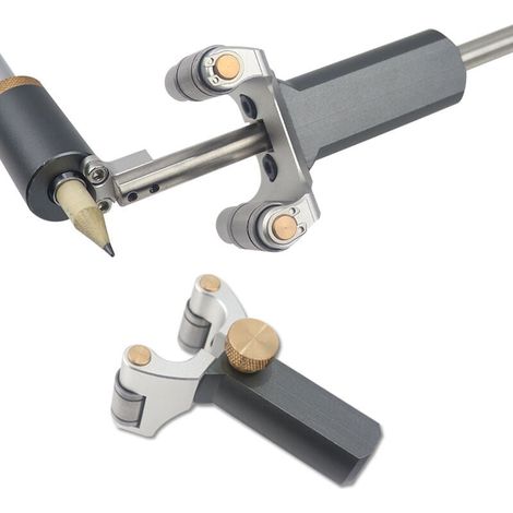 Traceur Multifonctionnel - Rouleau Acier Inoxydable - Échelle Laser - Corps en Alliage d'Aluminium - Pour Bois Céramique Métal Acrylique - 1 Pièce (1/5)