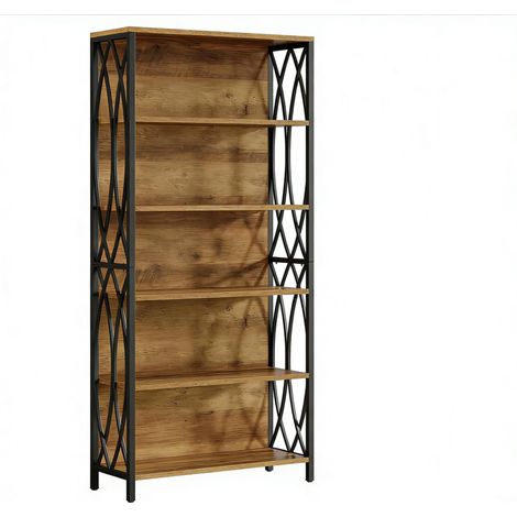Scaffale aperto industriale in MDF e metallo nero e marrone, 180 cm (1/5)
