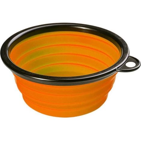 Orange - Klappbare Fressnapf für Katzen und Hunde, 6 Farben, schwarzer Rand, Kunststoff-Trink- und Futternapf