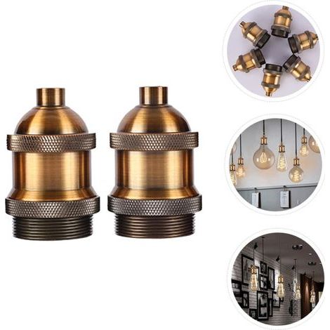 Douille E27 Vintage 2pcs En Bronze Antique Adaptateur De Douille De Lampe D'éclairage Industriel Pour Ampoules Edison Support De Lampe Décoratif Pour Restaurants Et Intérieurs (1/5)