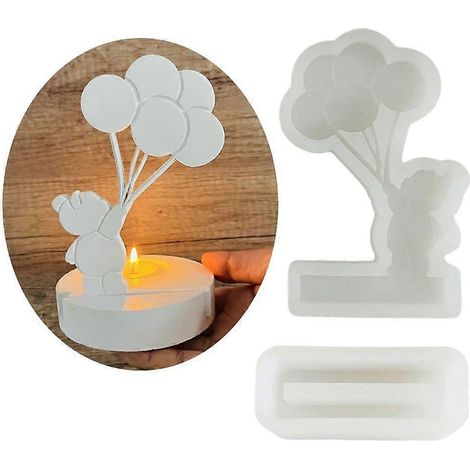 Moules en résine pour bougeoirs ours en ballons, moules en silicone pour bougeoirs, décorations pour la maison (1/4)