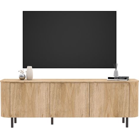 Mobile TV 3 porte bordi arrotondati effetto rovere L 180,2 cm - LUCIA