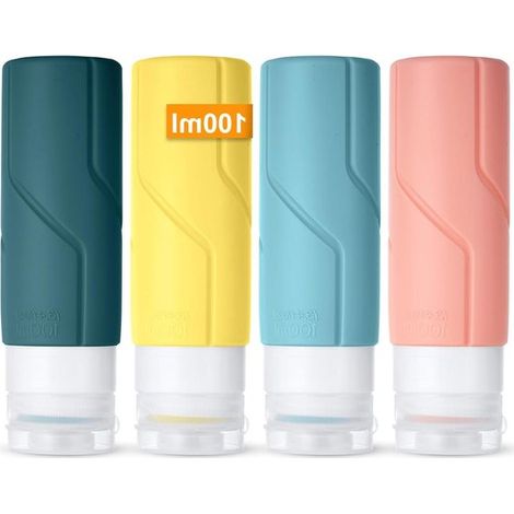 4-teiliges Silikon-Reiseflaschen-Set (100 ml), auslaufsicheres, BPA-freies Kosmetikbehälter-Set. (1/5)