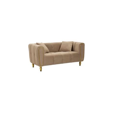 Canapé Alma beige velours matelassé design élégant (1/5)