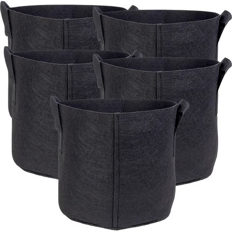 Pflanzbeutel – 5er-Set – Vliesstoff – 20 l – mit Griffen – für Garten und Terrasse – 30 x 25 cm (1/5)