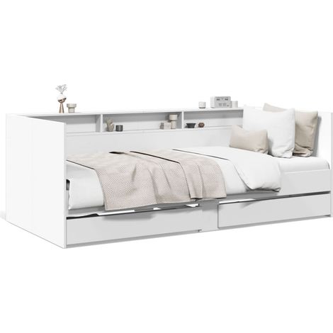 Maison Exclusive - Divano Letto con Cassetti senza Materasso Bianco 90x200 cm