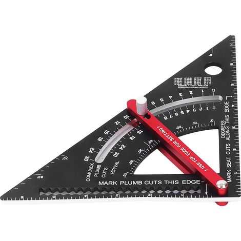 Équerre triangulaire en aluminium pour menuiserie, règle laser précise avec rapporteur, 7 pouces (1/5)