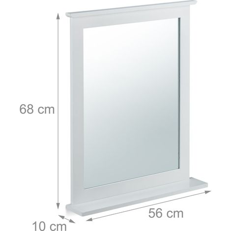 Specchio da parete con mensola integrata funzionale bagno 80 x 60 cm in bambù bianco 130004722
