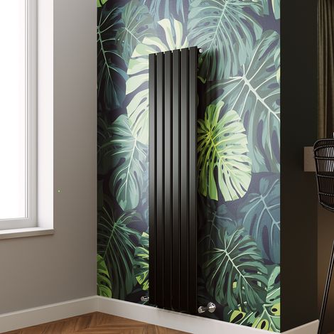 ELEGANT Modern Flat Panel Central Heating Radiator Black Vertical Single Panel Rads 1600 x 408mm