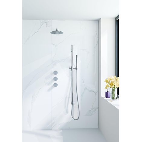 Fortifura Nebbio Ensemble de douche pluie - robinet encastré - corps encastré - barre coulissante - flexible de douche métal - pommeau de douche à (1/5)