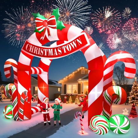 13FT Inflatable Christmas Giant Spice Decoration with Built-in LED Lights for Party, Indoor, Outdoor, Lawn, Garden (Double Candy Ark) (1/5)