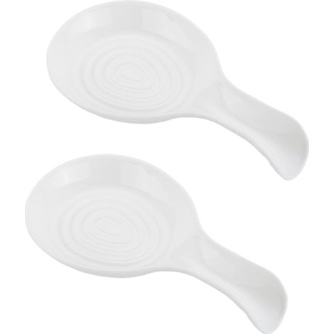 Deux porte-cuillères décoratifs de comptoir, porte-ustensiles de cuisine résistants à la chaleur, blancs. (1/5)