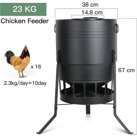 Metal Automatic Anti-Waste Chicken Feeder for Hens, Ducks and Geese (1/4)