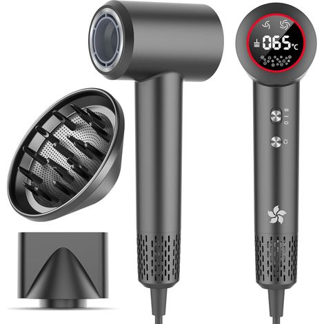 Seche Cheveux avec Diffuseur, Sèche Cheveux Ionique 400 Millions Plasma, Moteur sans Balais de 110 000 tr/min pour un Séchage Rapide, 57 dB à Faible Bruit pour Voyage (1/5)