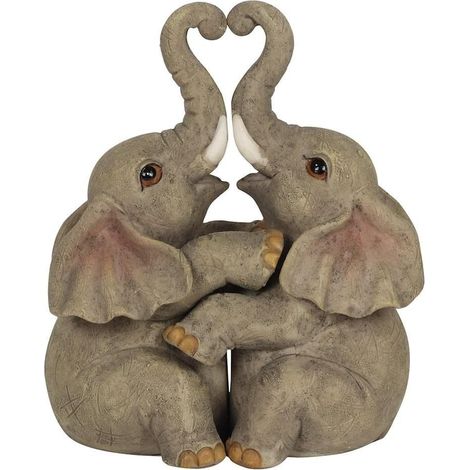 FO66138 Lot de 2 décorations en Forme de Couple d'éléphants Gris 250 g (1/3)