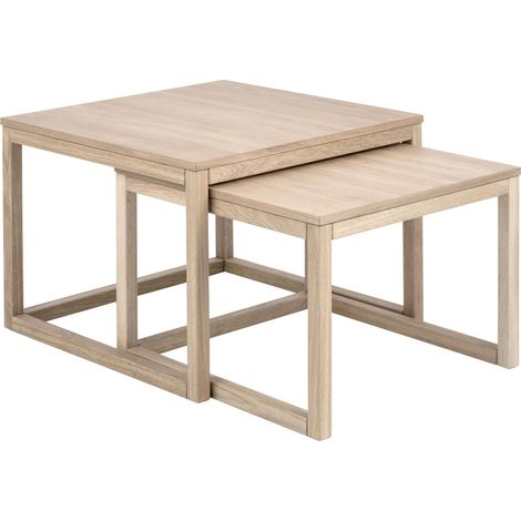 Conjunto mesa de centro Norsica 188 , 50x70x70cm, Diámetro: 0, Chapa de madera natural, Angular