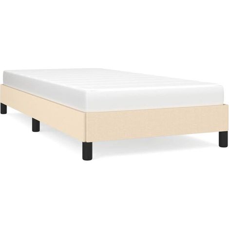Cadre de lit beige (matelas non inclus), 80x200 cm, tissu. (1/5)