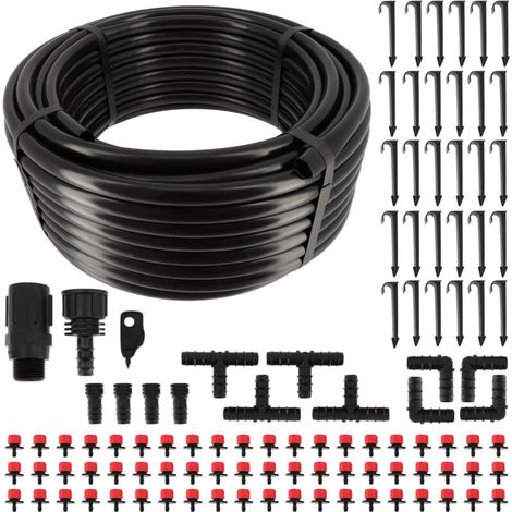 Kit d'arrosage goutte à goutte - Tuyau 30m dia16mm - 60 goteurs à débit eau réglable - Système irrigation Serre Plante Potager (1/5)