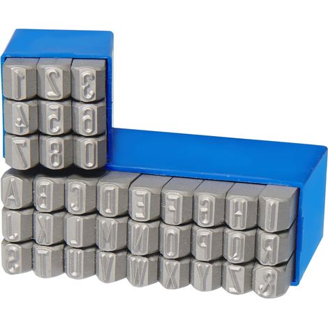 36 Pièces - Poinçon À Frapper - Chiffres Et Lettres - Acier Trempé Hrc 58-61 - Marquage Métal Résistant 600-800 N/mm² - Atelier Industriel - Argent - 7mm (1/5)