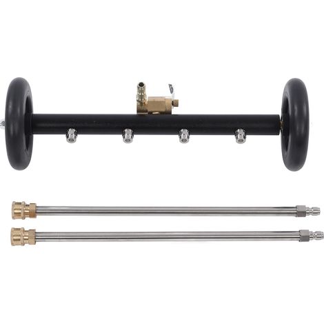 Nettoyeur de soubassement haute pression 4 trous 1000‑4000 PSI, balai d'eau sous voiture avec 2 rallonges, noir (1/5)