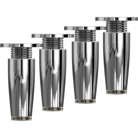 Pieds de meubles réglables, 8 cm, chrome brillant, avec vis, adaptés aux armoires, tables et bureaux, lot de 4. (1/5)