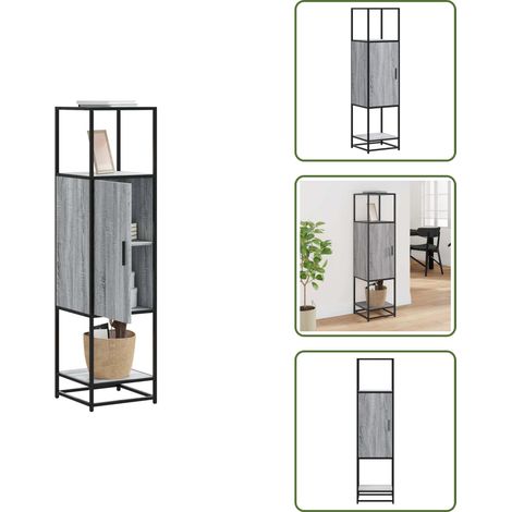 vidaXL Buffet haut sonoma gris 35,5x35x139 cm bois d'ingénierie métal (1/5)