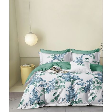 Parure de couette "Imprimé double face" percale de coton peigné 80 fils/cm²  pour lit 140 à 160