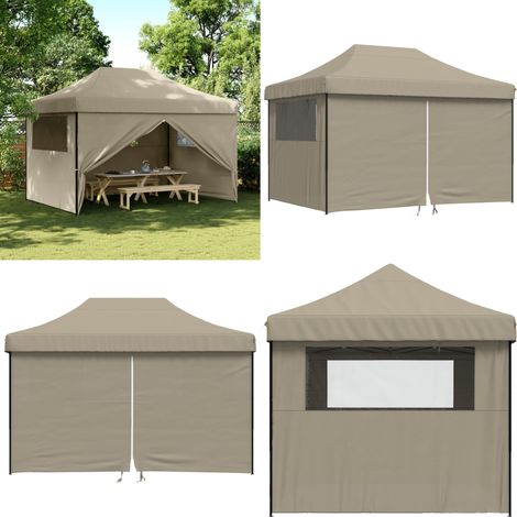 Tente de réception pliable escamotable 4 parois latérales taupe - Tente De Réception - Abri Extérieur - Gazebo - Structure Extérieure - Événement En Plein Air - Home & Living (1/5)