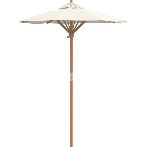 Vidaxl – Parasol droit en bambou Ø 150 cm – Toile polyester anti-UV – Poteau détachable – Hauteur 210 cm – Résistant aux intempéries