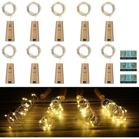 10 x 20 Luci a LED per bottiglie, Luci per bottiglie di vino, Bottiglie di sughero, Luci a stringa a LED, Luci a stringa fai da te per bottiglie per feste di matrimonio, Decorazioni romantiche (1/5)