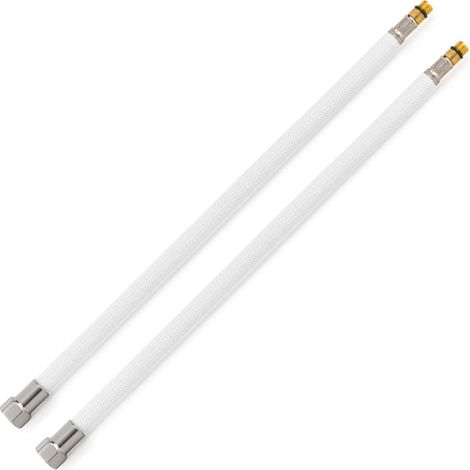 2 Flexibles sanitaires BLANC POLYMÈRE Øintér.8mm - Femelle 1/2" ACIER BROSSÉ - Mâle M10x1 - 500mm - TAQ PREMIUM (1/2)