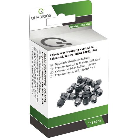 Quadrios 2102CA126 Assortimento di pressacavi M12 PA66 Nero 1 KIT (1/5)